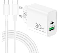 30w Fast Charger Usb C Cable For Samsung Galaxy S25 S24 S23 S22 S21 Ultra Fe, A55 A54 A53 A52 A51 A25 A16 A15 A13, Note 20 10 9 8, Usb-A Type-C Charger Block Qc&pd Socket + 2m Cable