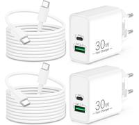 30W Fast USB C Charger for iPhone 16 15 16e, iPhone 15 16 Pro Max Plus, iPad 11th 10th, iPad Pro Air, Accessories 2-Port USB C and A Plug Charger AC Adapter And 2M Type-C Cable 4-Pack