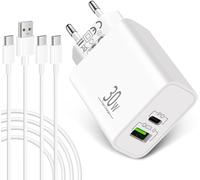 30w Fast Usb C Charger For Iphone 16 15 Pro Max Plus 16e, For Ipad Pro/Air/Ipad 10th Generation, Huawei, Xiaomi, Pixel, Galaxy, Accessory Charger Plug Adapter 2x Usb-C Cable 2m