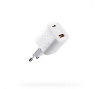 30W GaN 2-Port USB C & USB Charger White, Quick Charge PD3.0/QC3.0 PPS USB Mains Charger 2 Outputs Compact & Portable for MacBook Air, iPhone 14/13/12/11, Samsung, Xiaomi and Huawei