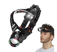 30W LED Rechargeable Headlamp | 1200LM Ultra Bright Zoomable Head Torch | Type-C Charging 4 Modes 90° Adjustable Waterproof | Outdoor Camping Running Cycling Hiking Safety Head Light
