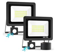 30W Projecteur LED Exterieur Detecteur de Mouvement Paquet de 2, 3000LM 40 LEDs Projecteur Détecteur de Mouvement 6500K Lampes de Sécurité IP65 Étanche Spot Extérieur pour Patio Jardin Garage Entrepôt