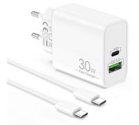 30W Rapide Chargeur pour iPhone 17 Air 16 16e 15 Pro Max Plus, iPad Pro/Air, iPad A16/10eme/11eme Generation, Accessoire USBC Prise Alimentation Secteur Adaptateur Fast Charger + 60W 2M Cable