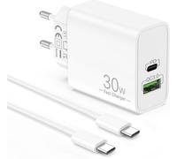 30W Rapide Chargeur Pour Iphone 17 Air 16 16E 15 Pro Max Plus, Ipad Pro/Air, Ipad A16/10Eme/11Eme Generation, Accessoire Usbc Prise Alimentation Secteur Adaptateur Fast Charger + 60W 2M Cable