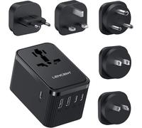 30W Universal Travel Adapter with 3 USB C Ports and 2 USB A Ports International Plug Adapter for USA,England,Japan,Maldives,Sri Lanka,Australia (Type A/C/D/G/I)