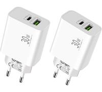 30w Usb C Socket With Usb-A Port - 2 Pcs, Power Adapter, Fast Charger Compatible With Iphone 16/15/14/13/12/11/Pro/Max/Plus/Se/16e, Samsung S24/S23/S22, Google Pixel 9/8/7/6