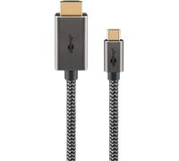 30x Goobay 75701 Câble textile USB-C™ vers HDMI™ 4K @ 60 Hz, 3 m, noir,argenté, 3 m, noir-argenté - USB-C™ mâle > HDMI™ mâle (type A)