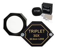 30x Grossissement Bijoutier Loupe Achromatique Triolet Lentille 20.5mm Optique Verre Hexagonal Conception Noir Gemme Bijoux Poche Loupe Outil