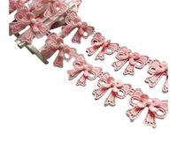 30x Pink Bowknot Pearl Embroidered Lace Trim Fabric Ribbon Handmade DIY Sewing Supplies Craft For Clothes Decoration