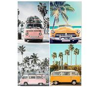 30x40CM-DCIDBEI Rond Peinture au Diamant 5D Plein Arbre de Cocotier, 4 Lot Kit de Puzzle Diamant Adultes Paysage Mer DIY, Diamond Painting Voiture Enfants Cadeau/Déco/Artisanal-Minibus Bord de Mer