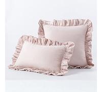 30x50/45x45/50X50CM Housse de Coussin à Bord Volant Housse de Coussin de canapé en Velours Housse de Taille taie d'oreiller décorative, Rose, 30X50 CM sans Noyau