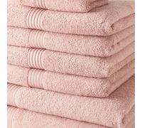 Lot de 10 serviettes de bain TODAY comprenant 4 serviettes 30x50 + 4 serveites 50x90 + 2 Draps de bain 70x130 cm 100% Coton - Rose