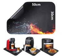 30x50cm Sous-couche réfractaire Tapis en fibre de verre silicone anti-feu pour plateau de table Tapis résistant à la chaleur pour friteuse à air machine à café micro-ondes Antidérapant imperméable