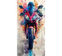 30X60CM Peinture par Numéros Adulte Moto, DIY Couleur Peinture Numero Enfant, Bricolage Peinture Numero Adultes Loisirs Créatifs, Acryliques Paintings avec Peintures et Pinceaux, Decoration Chambre