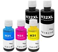 31 32XL Encre Compatible avec HP 31 32 XL pour Smart Tank 315 319 455 515 516 530 555 558 559 570 655 670 790 5105 7005 7006 7305 7306 7605 415 419 Imprimante 5 Multipack (BK*2/C/M/Y)