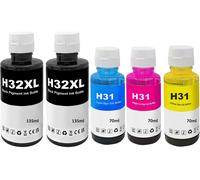 31 32Xl Encre Compatible Avec Hp31 32Xl Bouteille D'Encre Multipack Pour Smart Tank 5105 7005 7006 7305 7306 7605; Smart Tank Plus 315 319 455 515 (5-Pack¿2 Noir Cyan Magenta Jaune[ENC944089]
