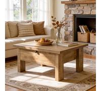 31.5" Square Coffee Table with Storage for Living Room Small