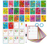 31 Cartes Flash de l'alphabet, Impression Recto Verso Lettres effaçables à Sec Mots à Vue et Cartes d'apprentissage des Chiffres Cartes de Pratique de traçage des Lettres pour l'école Maternelle