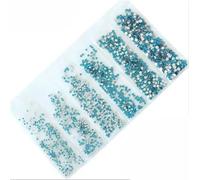 31 couleurs SS3-SS10 tailles mélangées cristal verre ongles strass pour Nail Art strass décoration-bleu Capri