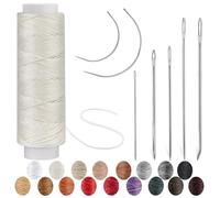 31 m de fil ciré pour cuir avec aiguilles de réparation à la main, fil ciré 150D à coudre plat et aiguilles à coudre pour cuir, tapisserie, tapis, cuir, toile (blanc)