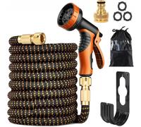 (31 m) Pocket Hose with Copper Ball, Expandable Garden Hose, Inch Sprayer Pattern, 7.6 m, Patented Lead-Free Ultral