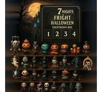 31 Nights of Fright - Boîte de compte à rebours d'Halloween 7 jours avec figurines, calendrier de l'Avent d'Halloween 2025, coffret cadeau, poupées effrayantes à collectionner, breloques à suspendre