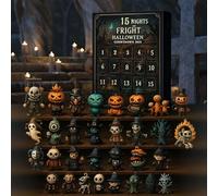 31 Nights of Fright - Boîte de compte à rebours d'Halloween avec figurines, calendrier de l'Avent d'Halloween 2025, figurines d'horreur de collection, breloques à suspendre pour famille, amis