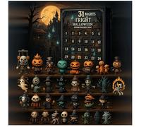 31 Nights of Fright - Boîte de compte à rebours d'Halloween avec figurines, calendrier de l'Avent d'Halloween 2025, figurines d'horreur de collection, breloques à suspendre pour la famille, les amis