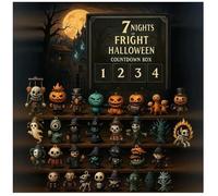 31 Nights of Fright - Boîte de compte à rebours d'Halloween avec figurines, calendrier de l'Avent d'Halloween 2025, figurines d'horreur de collection, breloques à suspendre pour famille, amis