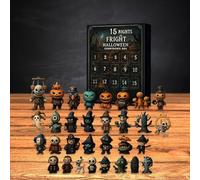 31 Nights of Fright, Calendrier de l'Avent Halloween 2025, Calendrier de l'Avent d'Halloween 2025 avec boîte de compte à rebours, Poupée effrayante à collectionner, mini décorations