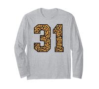 31 Numéro Leopard Trente-Un Team Sports Varsity Matching Manche Longue