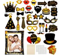 31 Pcs Accessoire de Photobooth de Fête, Accessoires de Photobooth pour Mascarade/Fête, Accessoire de Photobooth Anniversaire avec Cadre Photocall Gonflable, Accessoire de Photobooth Mélange(Unisexe)