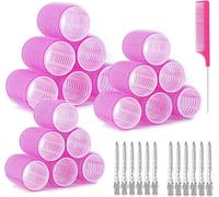 31 Pièces Bigoudis Cheveux Set, 18 Rouleaux Cheveux Chauffant Heatless Curling Avec 3 Tailles 40/30/20mm Avec 12 Pinces À Cheveux Et 1 Peigne Pour Tous Les Cheveux Courts, Moyens Ou Longs(Rose)
