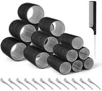31 Pièces Bigoudis Cheveux Set, 18 Rouleaux Cheveux Chauffant Heatless Curling Avec 3 Tailles 40mm 30mm 20mm Avec 12 Pinces À Cheveux Et 1 Peigne Pour Tous Les Cheveux Courts, Moyens Ou Longs