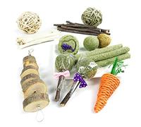 31 Pièces Jouets à Mâcher de Lapin pour Boules de Foin Blocs de Bois à Mâcher d ' Sûr et Naturel pour Hamsters Cochons d ' Inde Gerbilles Jouets à Mâcher de Lapin Foin de Timothée pour Broyer les de