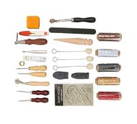 31 Pièces Kit de Couture en Cuir, Outils Professionnels pour Travail du Cuir avec Fil Ciré, Aiguilles, Dé à Coudre, Roue à Tracer, Rainureuse et Alêne pour Réparation et Création A
