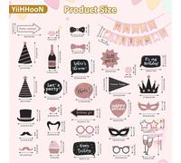 31 Pièces Kit Photobooth Anniversairec, Accessoires Photobooth Anniversaire Et Bannière, Noir Et Rose Photo Booth Props Accessoires De Selfie Décoration Pour Fête D'anniversaire[Chu10502663]
