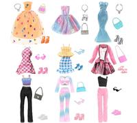 31 vêtements compatibles avec Barbie, 9 Tenues, Robe, Ensemble Casual, Ensemble à Paillettes, 9 Paires de Chaussures, 13 Accessoires, Lunettes, Collier, Chapeau, Cadeaux de Noël pour Filles