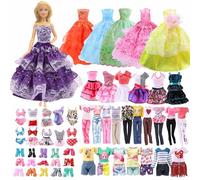 31 Vêtements et Accessoires Compatible avec 11.5in Barbie Poupée, 8 R obes + 5 Hauts + 5 Pantalons/Jupes+ 3 Ensembles de Bikini +10 Chaussures Convient Aux Poupées de 11.5in (Style Aléatoire)