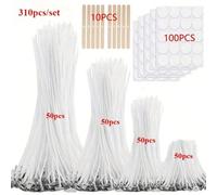 310/510 pièces Set de fournitures pour la fabrication de bougies, bougies de 1"/3,94"/6"/8", 10 supports de bougie et 100 étiquettes autocollantes pour bougies, pour bougies piliers et DIY de bougies 
