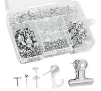 310 Pièces Push Pins Set, 5 Stil Punaises Tableau Liège, Punaise Murale avec Boîte, Punaise pour Tableau D'affichage, Décoration, Cartes, Repère, Bilder, Fotos, Kunst und Dekoration (Argent)