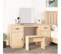 Vidaxl Ensemble De Coiffeuse Avec Miroir Bois De Pin Solide Marron