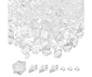 310PCS Clear Fake Ice: Acrylic Crushed Ice Cubes Rock Reusable Vase Filler Gems for Christmas Photo Props Home Kitchen Wedding Table Scatter