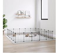 3114025 vidaXL Cage animaux de compagnie à 20 panneaux et porte Noir 35x35 cm