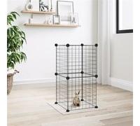 3114031 vidaXL Cage animaux de compagnie à 8 panneaux Noir 35x35 cm Acier Noir G