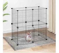 3114036 vidaXL Cage animaux de compagnie à 12 panneaux et porte Noir 35x35 cm