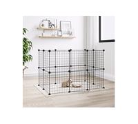 3114037 Cage animaux de compagnie à 20 panneaux et porte Noir 35x35 cm
