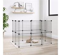 3114037 vidaXL Cage animaux de compagnie à 20 panneaux et porte Noir 35x35 cm Noir G