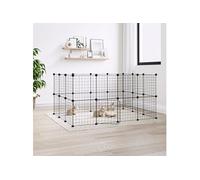3114038 Cage animaux de compagnie à 28 panneaux et porte Noir 35x35 cm