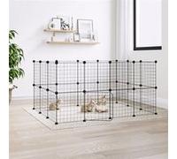3114038 vidaXL Cage animaux de compagnie à 28 panneaux et porte Noir 35x35 cm Noir G